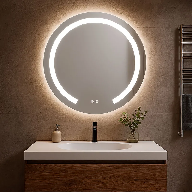 Espelho Redondo Led Desembaciador Moovlux Lua Sem Borda